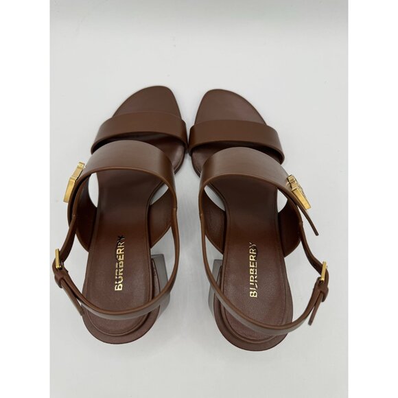 Burberry brown monogram-motif TB leather sandals - Picture 6 of 11